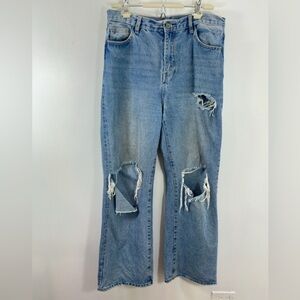 Women's Q2 Premium Denim Straight Leg 100% Cotton Jeans Distressed